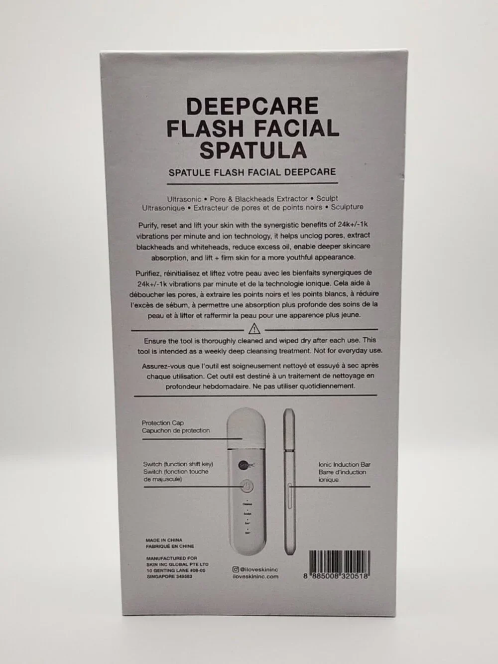 SKIN INC Deepcare Flash Facial Spatula Ultrasonic Pore Blackhead Extractor NIB